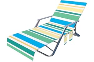 CNKOBE Beach Chair Towel with Side Pockets,Microfiber Chaise Lounge Chair Towel Covers for Sun Lounger Pool Sunbathing Beach Hotel Vacation,Easy to Carry Around,No Sliding (12, 78.7''x29.5'')