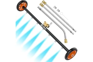 VIGRUE 2-in-1 undercarriage Pressure Washer Attachment,24 Inch Pressure Washer Water Broom with 7 Nozzles,Under Car Washer Cleaner with 3 Pieces Extension Wand,4000 PSI,Orange