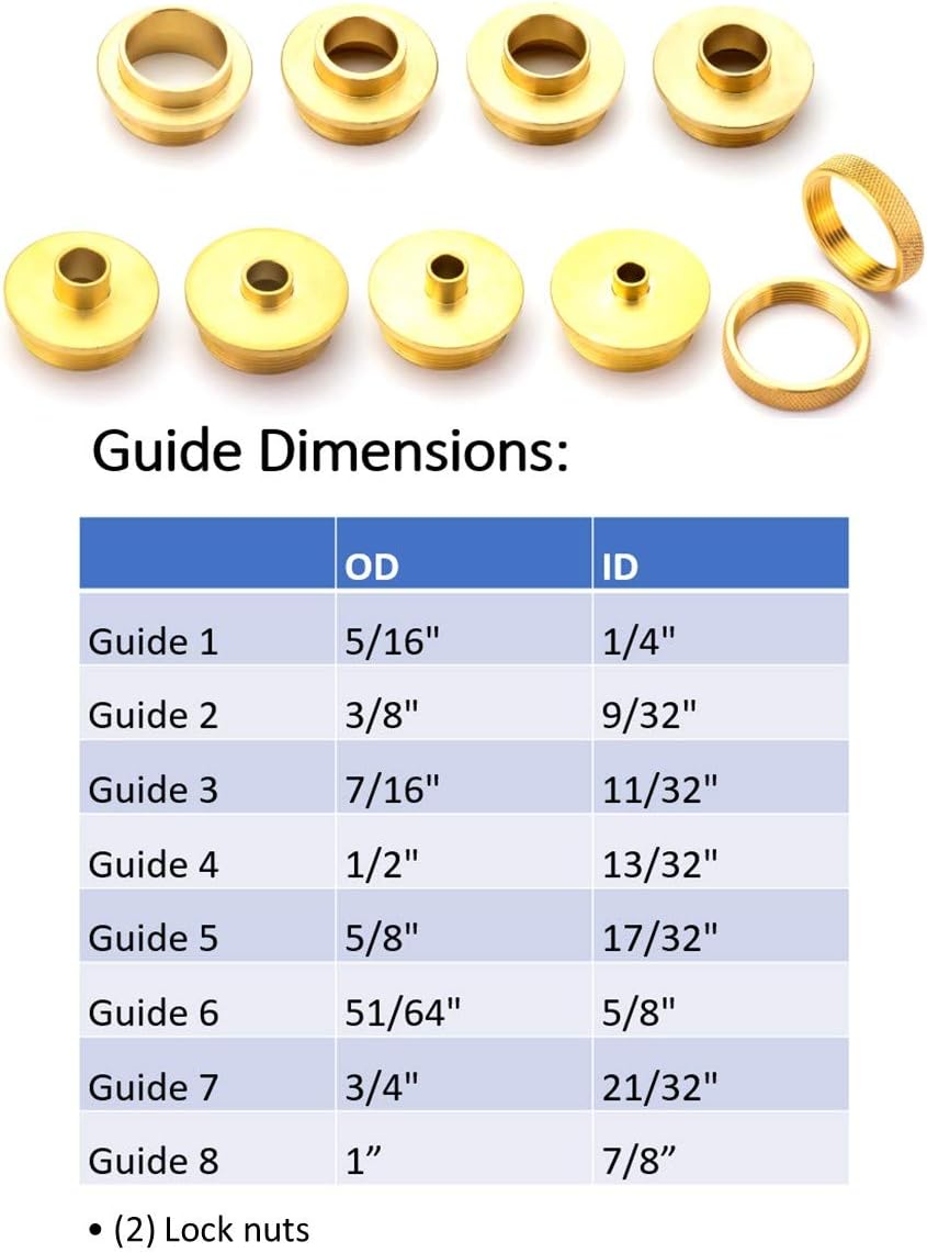POWERTEC 71051 Router Template Guide Set | 10pc Solid Brass Guides w/Molded Carrying Case - - 
