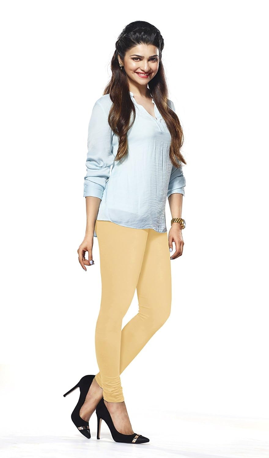 lux-lyra -beige & red cotton churidar leggings