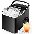 Silonn Countertop Ice Maker, 9 Cubes Ready in 6 Mins, 26lbs in 24Hrs, Portable Ice Machine with Self-Cleaning, 2 Sizes of Bullet Ice for Home/Kitchen/Party/RV, Black