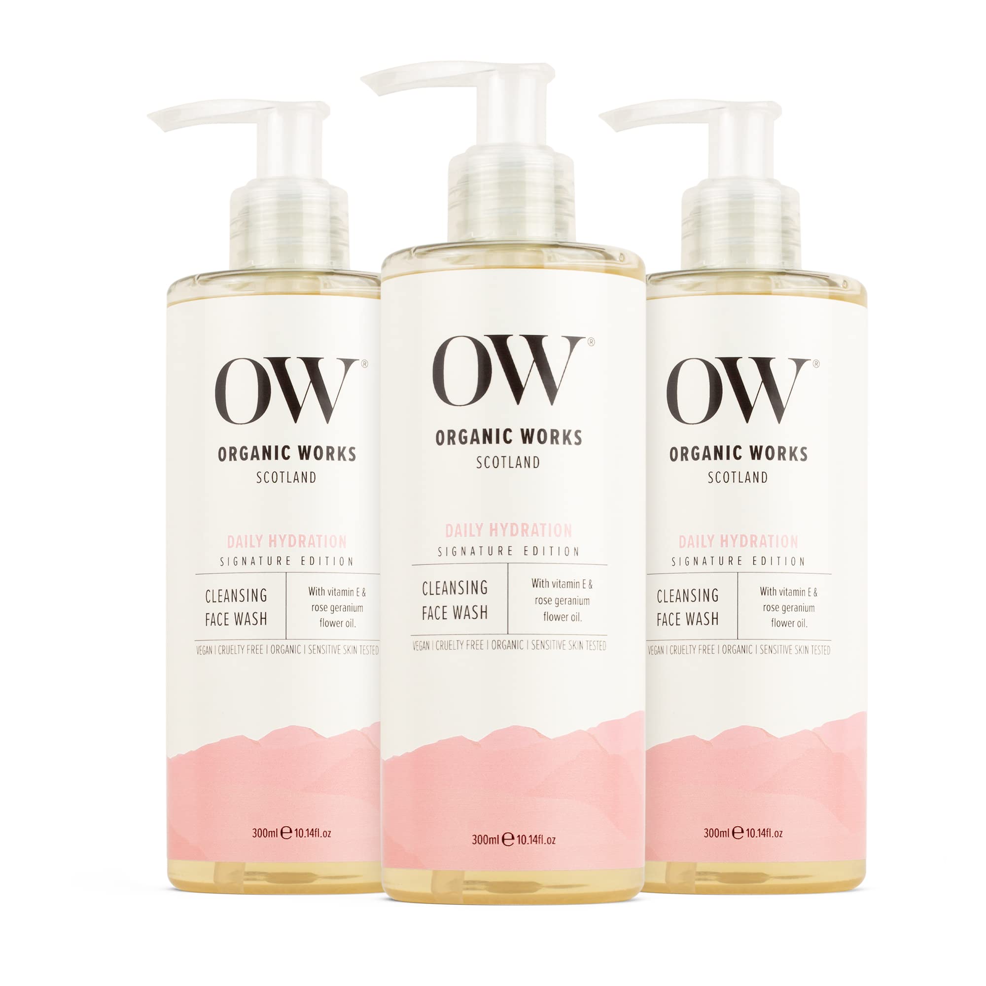 Organic Works Trio Cleansing Face Wash | Natural Face Cleanser Wash | Tested For Sensitive Skins | 100% Vegan | 100% Cruelty Free | Enriched with Rose Geranium Flower & Aloe Vera