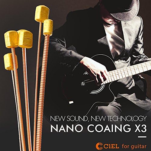 CIELmusic Guitar Strings Acoustic #130 , Phosphor Bronze w Nano-coating, 12-24 Times Longer Use, Highly Resistant, Light Gauge, Slinky Guitar String