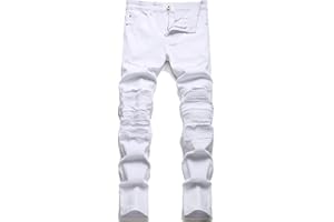 RXXKKK Men's Classic Zipper Biker Regular Fit Flex Jean