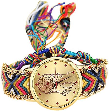 Fullfun Vansvar Ladies Vintage Dreamcatcher Quartz Watch With Handmade Woven Watch Band (H)