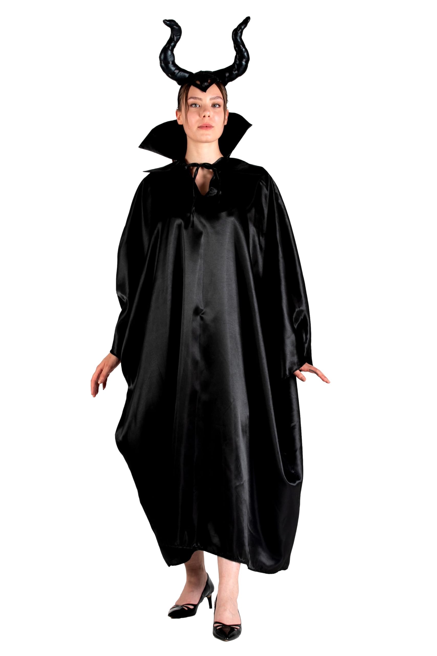 Ciao Maleficient Witch costume disguise kit fancy dress girl woman adult (One size) cloak and headgear with horns