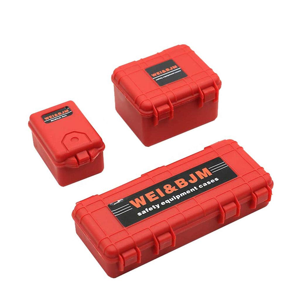 KEEDA Plastic Mini Luggage Case Storage Box Toolbox Simulation Decoration Accessories for 1:10 RC Crawler TRX4 Axial SCX10 90046 CC01 D90 (Red)