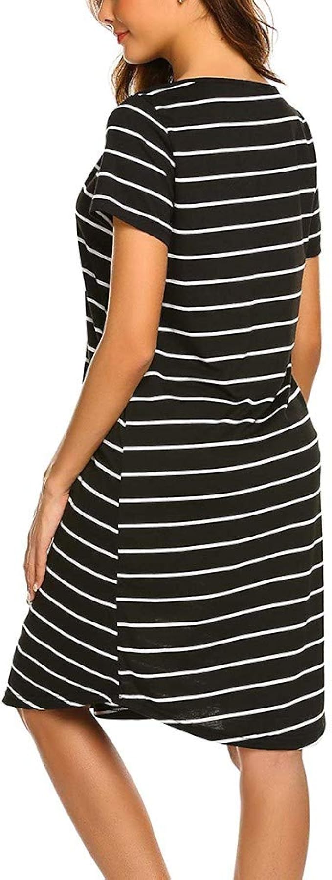 Bessky Robe Femme Enceinte Soiree Allaitement Raye Boutonne Avec Manches Courtes Maternite Bazis Az