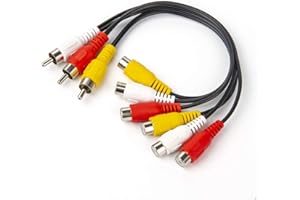 Xenocam 3 RCA Male Jack to 6 RCA Female Plug Splitter Audio Video Av Adapter Cable