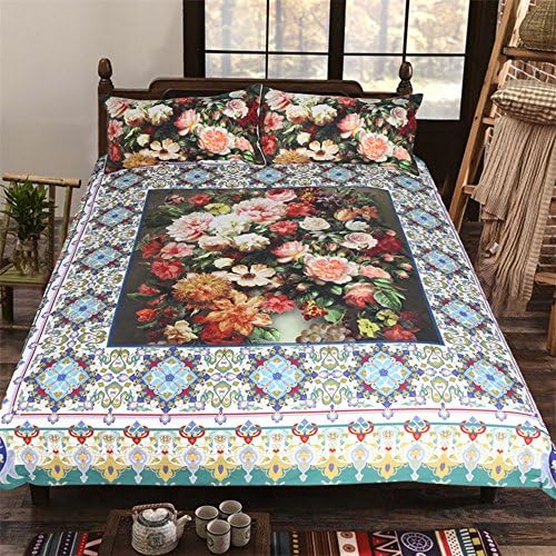 3D color flowers oil painting bedding, bedding sets, cartoon Bedding , Duvet Cover, Pillow Cases,Boys and Girls Twin Full Queen King (Full)