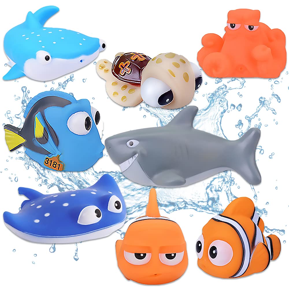 Finding Nemo Toys - 8Pcs Finding Dory Nemo Bath Squirters Toys Baby Floating Sea Animals Squirt Bath Toy for Kids Toddler Shower And Swimming Toy