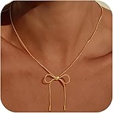 Fimhut Gold Bow Necklace for Women - 18K Gold Plated Dainty Gold Necklace Cute Small Tiny Bow Pendant Choker Chain Necklaces Trendy Necklaces for Women Gold Jewelry Gift
