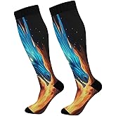Nander Fiery Dragon Compression Socks Women Men Knee High Stockings for Sports,Running,Travel 1Pair