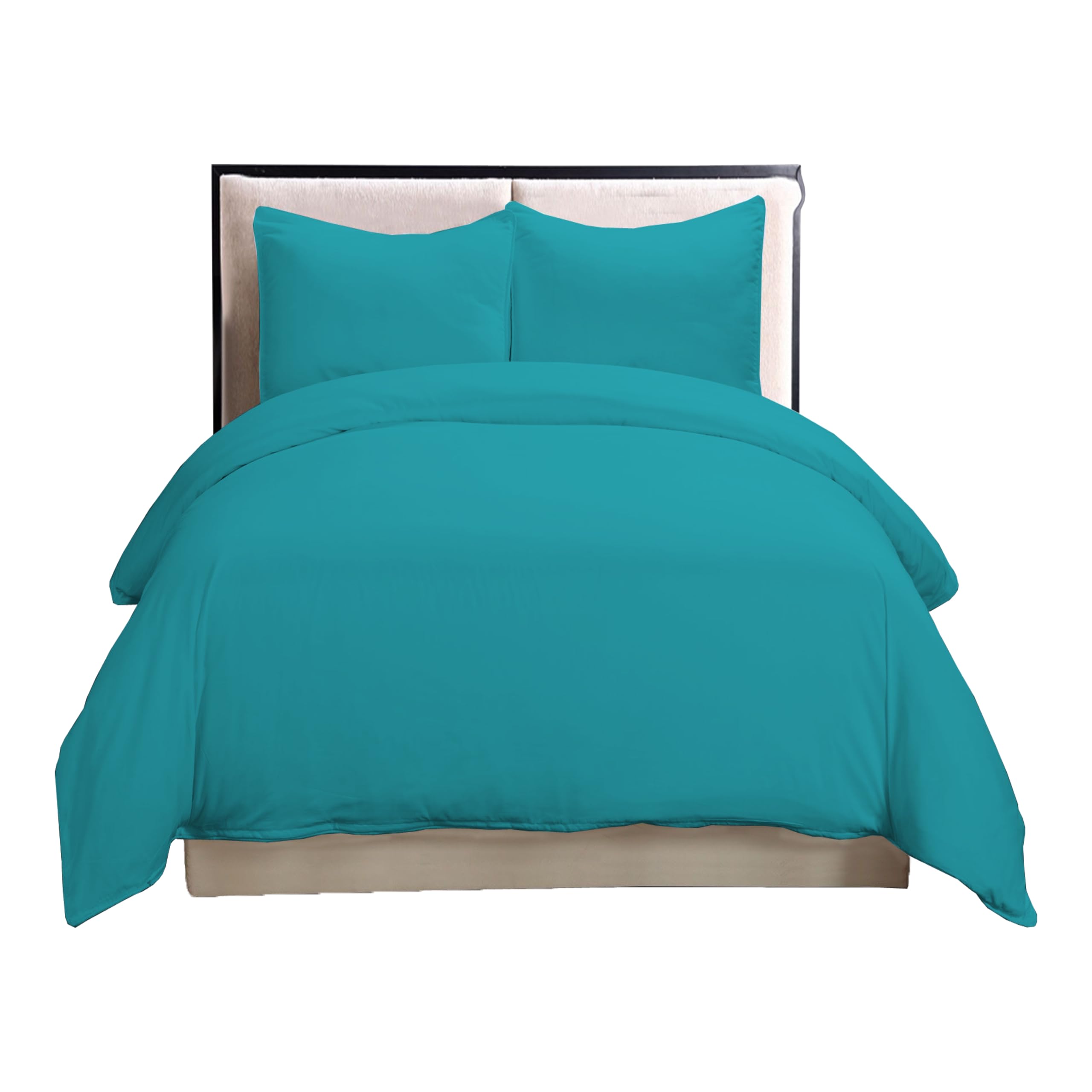 British Home Bedding - Plain Dyed Luxury Cotton Blend Percale Duvet Cover Set with 2 Pillowcases (Teal, Super King)