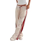 Bankeng Womens Side Striped Pants Wide Leg Drawstring High Waist Sweatpants Hudson Canyon Stripe Pants with Pockets
