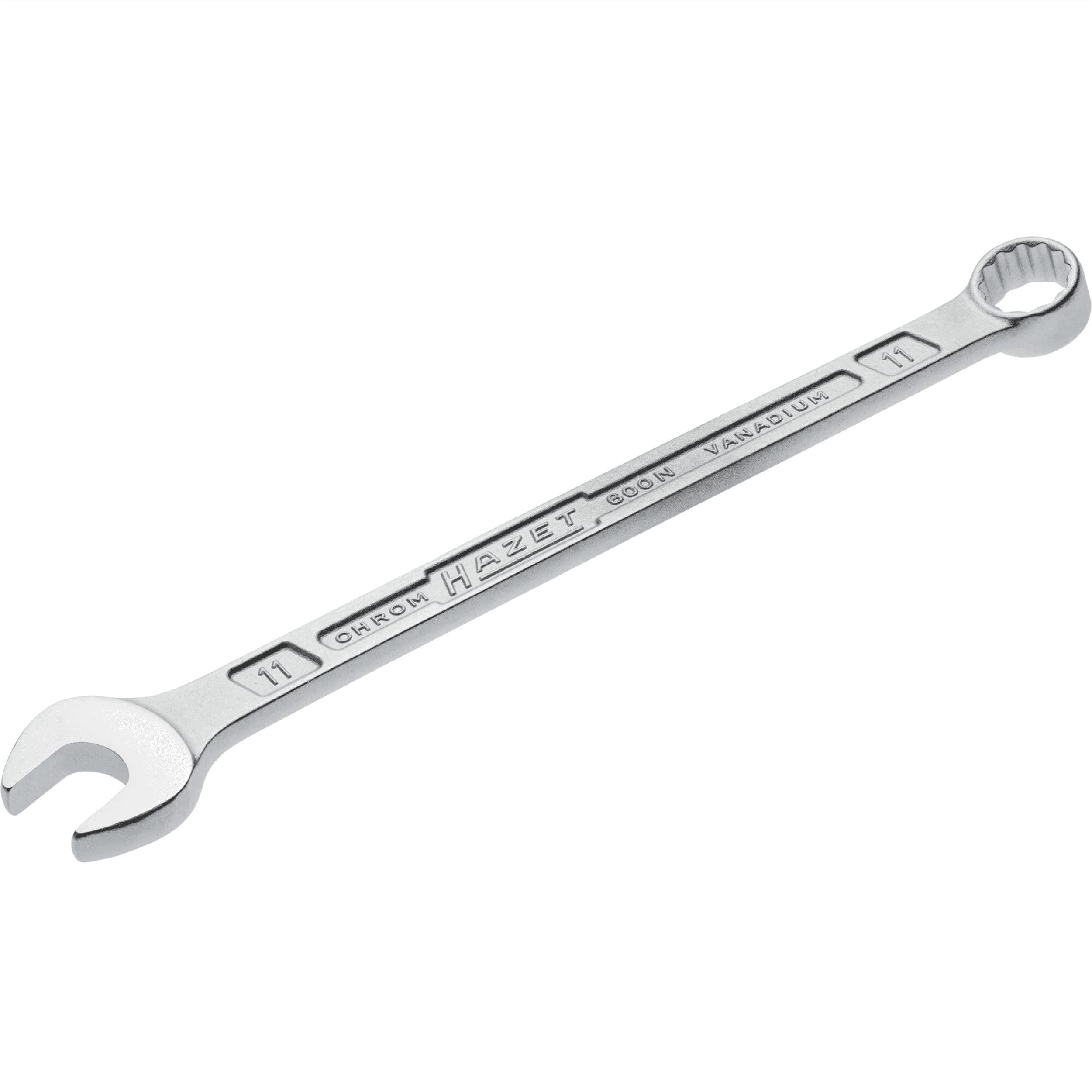 HAZET 600N-11 168.5 mm 12-Point Traction Profile Polished Head Combination Wrench - Chrome-Plated
