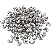 400pcs Adabele 304 Grade Stainless Steel Hypoallergenic Crimp Bead Knot Covers 4mm (0.16 Inch) Small Loose Beads for DIY Craft Jewelry Making SJF9-4