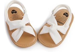 Miamooi Infant Baby Girls Boys Sandals Summer Bowknot Crib Shoes Toddler Pu Leather Flower Soft Rubber Sole Dress Flats First Walker Shoes