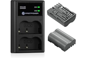 FirstPower EN-EL3e Battery 2-Pack 2200mAh and Dual USB Charger Compatible with Nikon D50, D70, D70s, D80, D90, D100, D200, D300, D300S, D700 Digital SLR Cameras