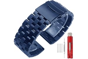 SINAIKE 24mm 22mm 20mm 18mm Metal Watch Band Premium Solid Stainless Steel Watch Bracelet Straps for Men Women Blue/Black/Silver