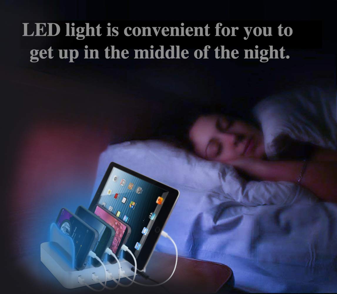 USB Charging Station - Charging Dock - 4-Port - Fast Charging Station - iPad Docking Station - Smart Charging Station Dock - Multi Charging Station for Cell Phones and Tablets