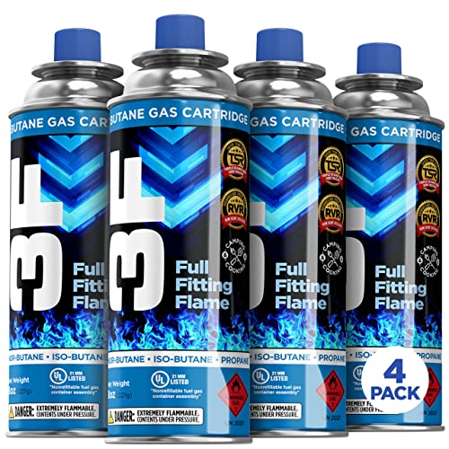 3F Butane Fuel Canister, 8oz, 4 Pack, For 8oz Camping Stoves and 8oz
