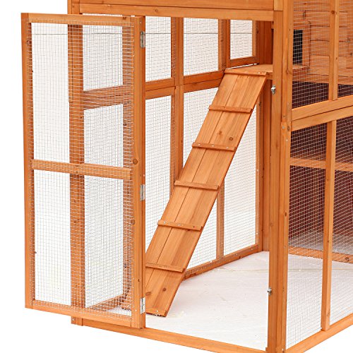 PawHut Large Wooden Outdoor Cat Enclosure Catio Cage with Ramp and