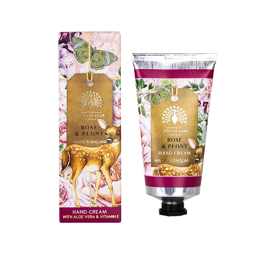 The English Soap Company Anniversary Rose and Peony Hand Cream - Moisturising Shea Butter, Aloe Vera and Beeswax - Floral Scent, Recyclable Aluminium Tube, British Skincare, Made in England - 75ml — image 1