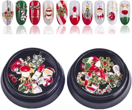 Amazon Kalolary 2箱 クリスマス フェイク ネイル ゴール ドシルバー メタル3d ダイヤモンド ネイル アート クリスマス デコレーション キラキラ ラインストーン ネイル Kalolary シェル 通販