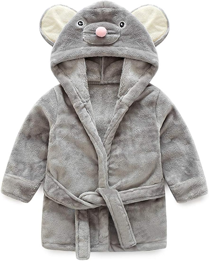 JOYYI Kids Dressing Gown Soft Bathrobe Animal Elephant Warm Plush Hooded Robe Cover Up Theme