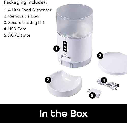 Geeni Smart Feeder, Liter Automatic Pet Dog and Cat Feeder, Wi