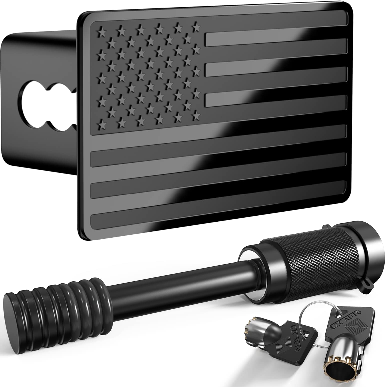 Photo 1 of TOEASYTY Heavy American Flag Metal Trailer Hitch Cover for 2 Inch Receivers,Tow Hitch Covers 2 Inch for Truck Accessories (with 5/8-Inch Pin Diameter Trailer Hitch Lock)