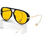KesaPlan Vintage Oversized Aviator Sunglasses Women with Earring, 70s Retro Shield Big Frame 2025 Luxury Trendy Sun Glasses