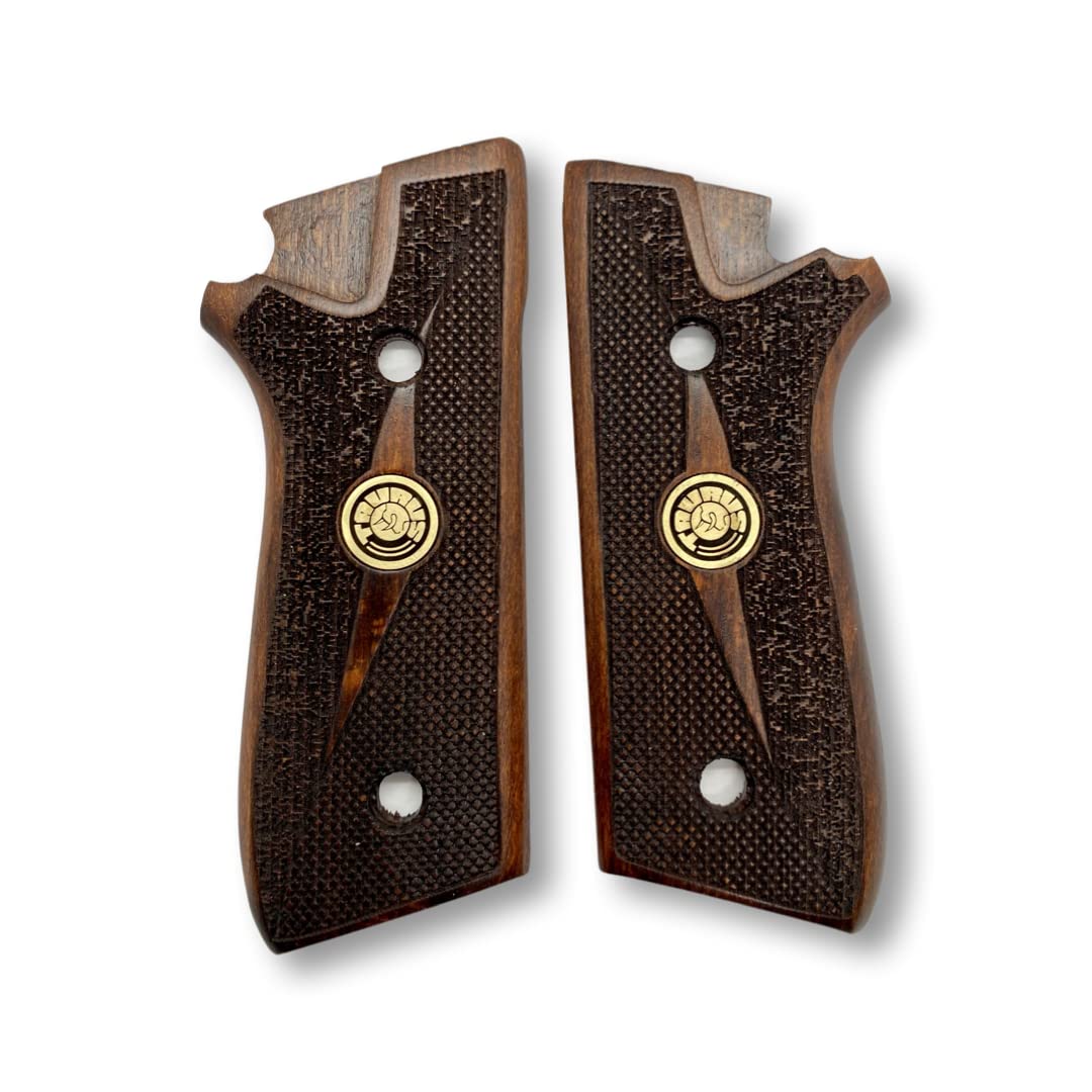 Photo 1 of Zib Grips for Taurus PT59, PT92, PT99, PT100, PT101, PT917 Wooden Grips, Smooth Grips Handmade Birthday Newyear Sport for Men & Veterans (Taurus - Dark Brown)