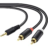 Zhaumim RCA Cables - 59IN/5FT Stereo Jack to 2RCA Plugs for Smartphone, Tablet, HDTV, DVD Player, Home Theater, Speakers, Pro