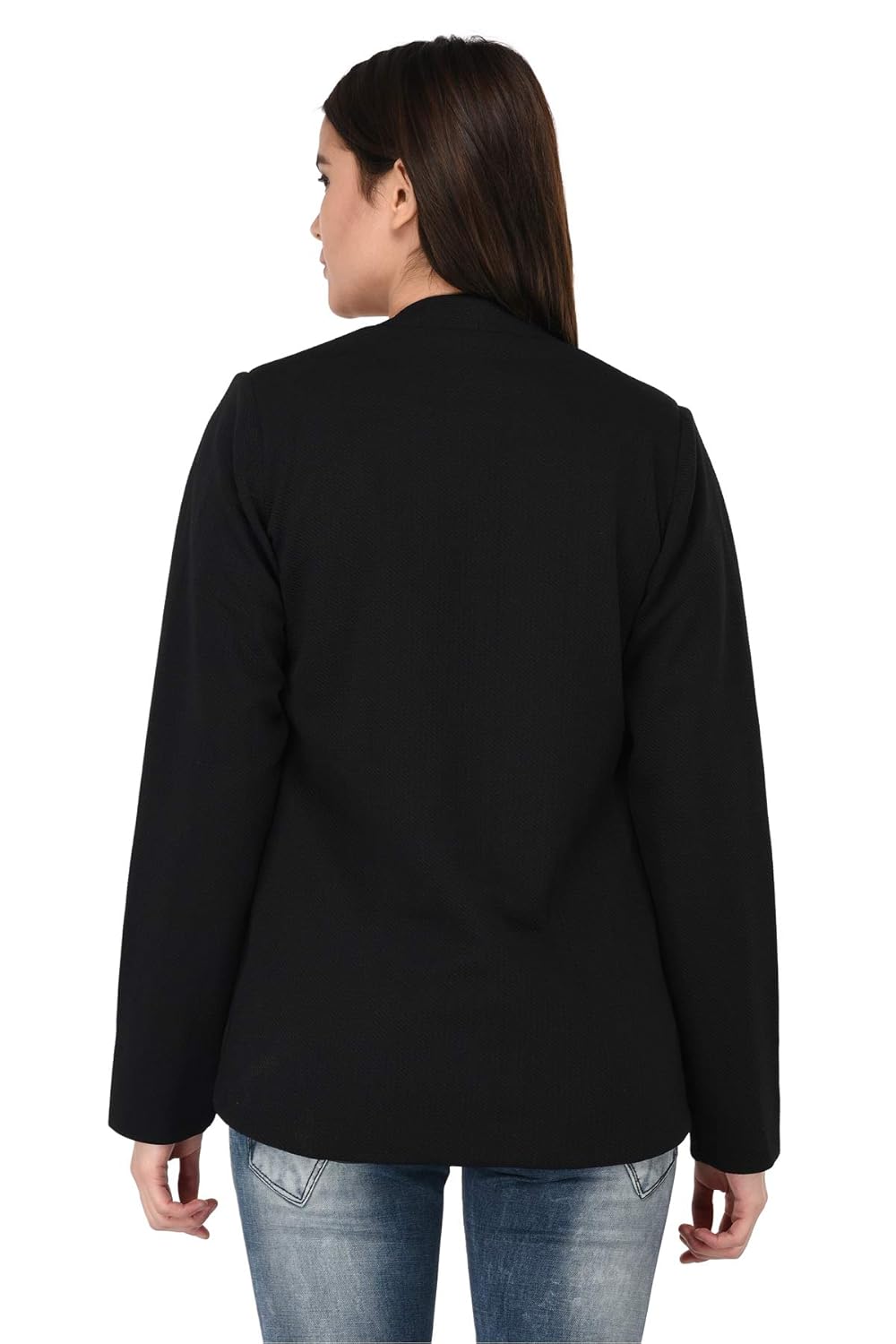 tendif black polyester bubble lycra blazer (3336)