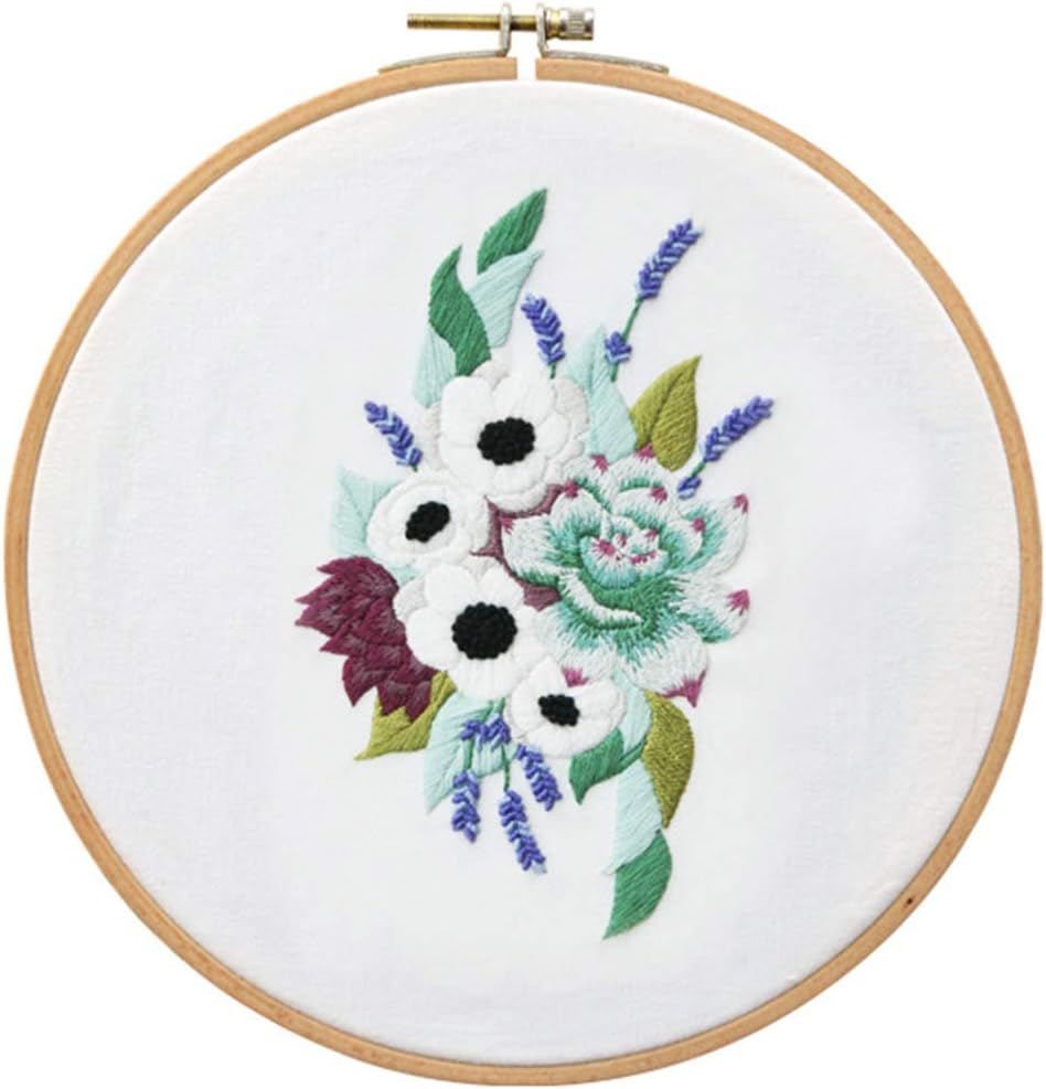 Ryrt Yhjsfj Embroidery Starter Kit Full Range of Stamped Cross Stitch Kit DIY 3D Flowers Embroidery Set DIY Art Sewing Poking Cross Stitch Tool Kit for Beginner(#2)