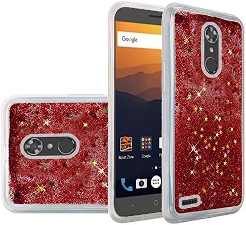 ZTE Max XL Case, Glitter 3D Liquid Quicksand Fused Hybrid Hard Crystal TPU Cover For ZTE Max XL N9560 (Pink)