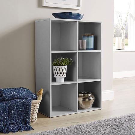 Bfw Grey Storage Cube 6 Shelf Bookcase Wooden Display Unit Organiser Furniture Amazon Co Uk Kitchen Home
