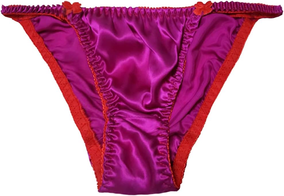 Farlenoyar Women Sexy Summer 100% Silk Soft Smooth String Bikini Briefs Beach Underwear