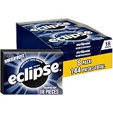 ECLIPSE Winterfrost Sugar Free Chewing Gum, Bulk Pack, 18 Piece, 8 Pack | Cool winterfrost sugar free gum, handy after meals, on commutes, busy days and road trips, lunch box, bulk pack