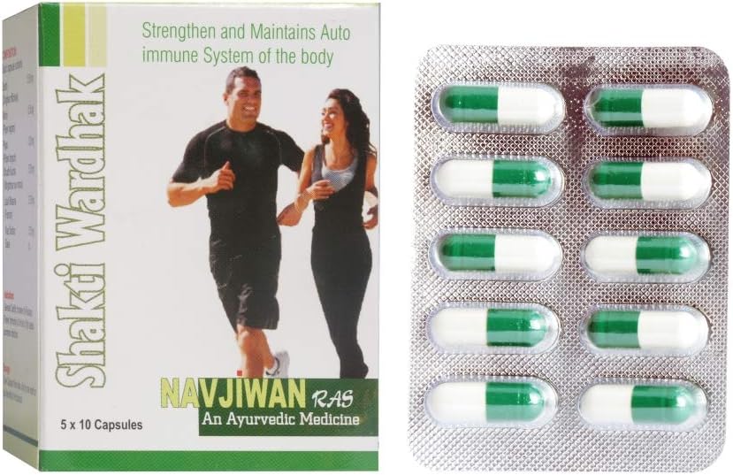 Dharmani Nav Jeevan Ras Organic Detoxifier Immunity and Stamina Ayurvedic Therapy Capsules