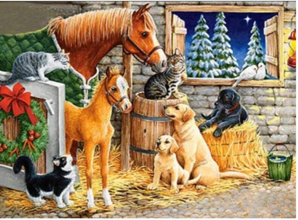 Yjkiwx DIY 5D Diamond Painting Animal Embroidery Rhinestone Picture Cross Stitch Diamond Mosaic Home Decoration
