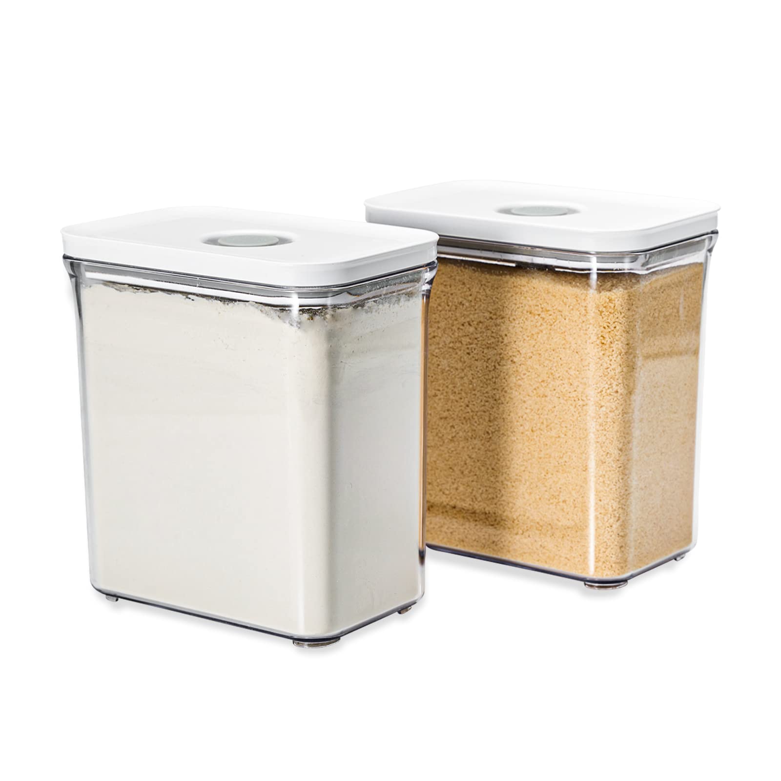 Premium Airtight Food Storage Containers, Rectangular 2PC-SET(2.11qt), Smart One-Click Seal Lid, 100% Leak Proof, Keep Food Fresh Longer, BPA-FREE, Dishwasher/Freezer & Microwave Safe