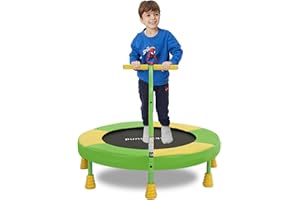 SkyBound 36 Inch Indoor Trampoline for Kids - Kids Trampoline Indoor with Handle - Toddler Trampoline with Upgraded 2.0mm Steel Pipe and Handlebar - Mini Indoor Trampoline for Kids Age 3 and Above