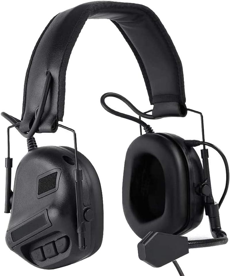 ATAIRSOFT Tactical Headset Wargame Hunting Headphone for Military Radio Walkie Talkie Without Noise Cancellation Function (BK): Health & Personal Care