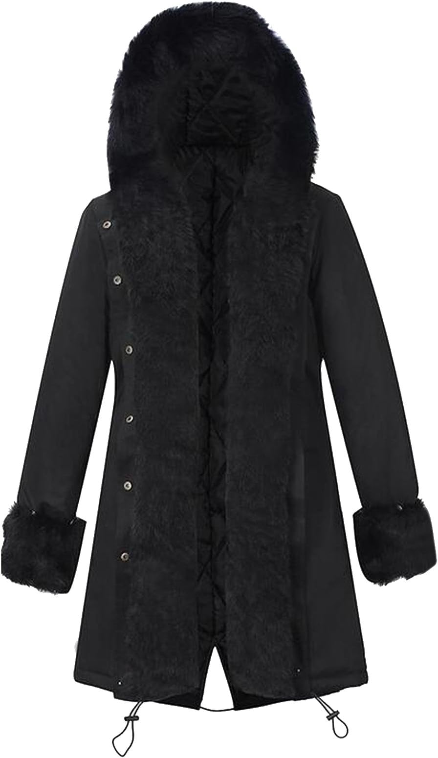 Ovetour Womens Faux Fur Lined Parka Coats Outdoor Winter Long Hooded Jacket