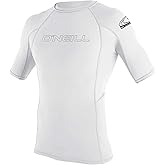 O'Neill UV Sun Protection Youth Basic Skins Short Sleeve Crew Sun Shirt Rash Guard, White, 12