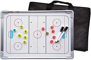RoseFlower Ice Hockey Coaching Board, Ice Hockey Tactics Whiteboard Double-Sided Coaches' Coaching Board Training Assistant Tool with Magnetic Player Markers, 11.8 * 17.7inches