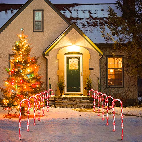 Ankuka 22" Cane Candy Lights - 6 Sets Outdoor Christmas Candy Cane Pathway Markers Pre-Lit with 5 Tungsten Bulbs Per Cane for Christmas Decorations